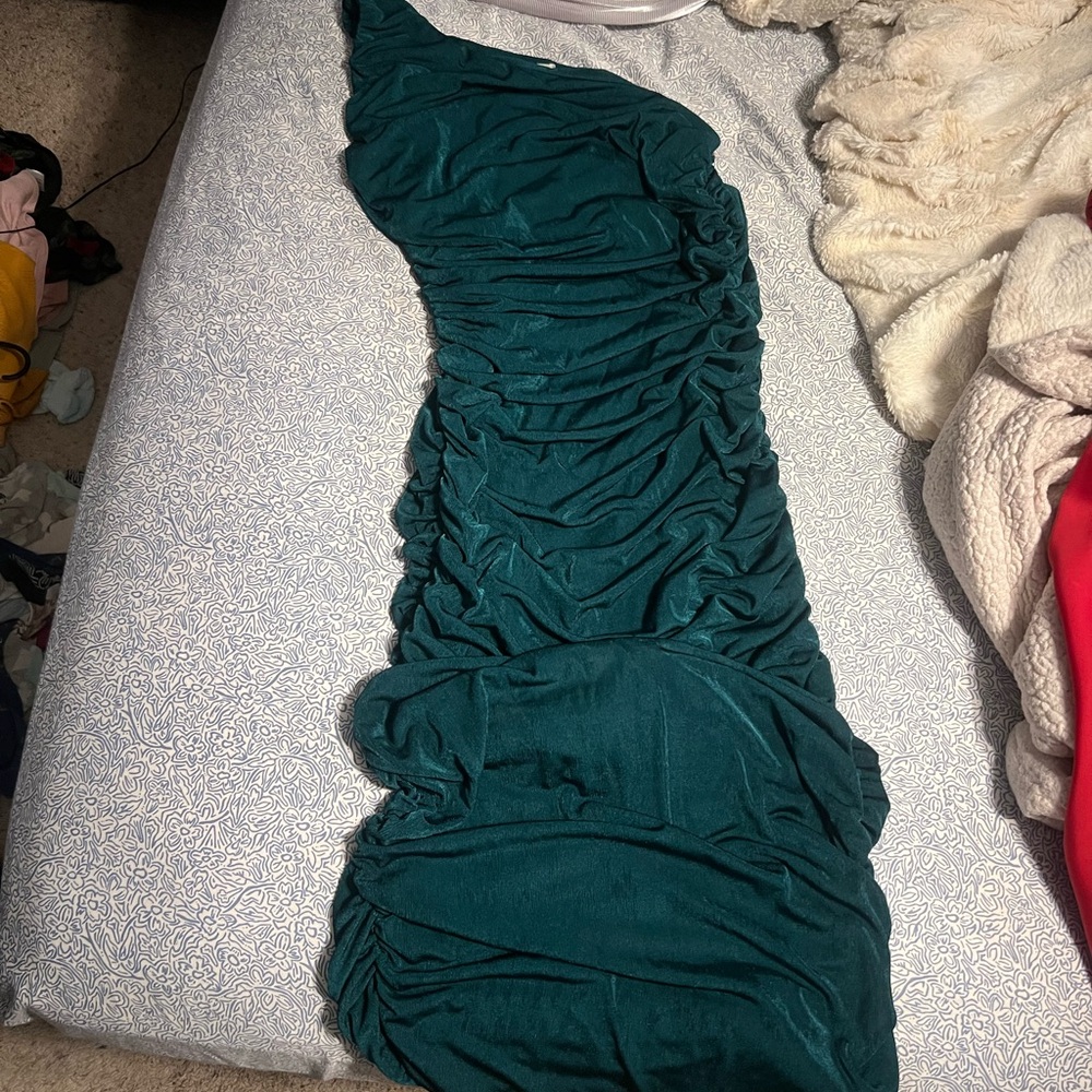 Elegant Teal Ruched Dress